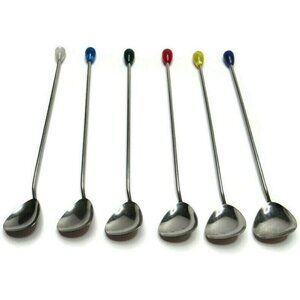 VTG Mid Century Barware Long Spoons Decorative Pearlized Colored Ends MCM